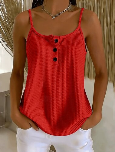  Dames Tank Elegant Bohemen Vintage Mouwloos hihnat Normale tops Casual Dagelijks Uitgaan blauw Blozend Roze Rood Rode roos Zomer Lente