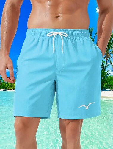  Homme Requin Cocotier Créatures de la mer Maillots de bain Maillots de bain shorts de bain Shorts de Surf Taille Moyenne Hawaïen Vacances à la Plage Poches Latérales doublure en maille Taille