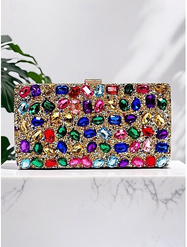  Pochette de soirée de luxe pour femme, ornée de strass, sac à main rigide en cristal doré avec bandoulière chaîne, idéal pour les mariages, les cocktails et les galas.