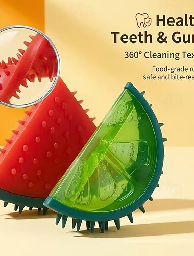  Giocattolo da dentizione rinfrescante per animali domestici, congelabile, con design a frutta estiva (limone, ananas, anguria), resistente ai morsi, giocattolo da dentizione per cani, giocattolo rinfrescante per cuccioli