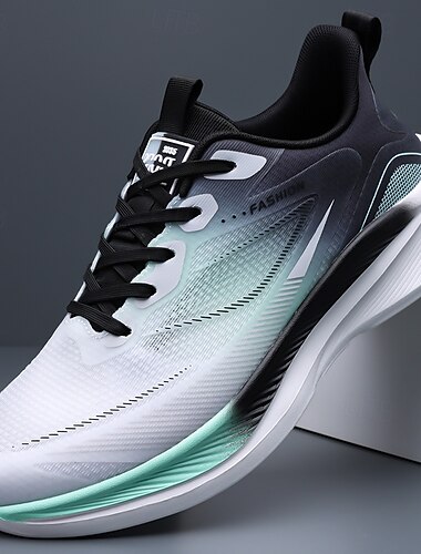  Scarpe da corsa da uomo bianche e nere - scarpe sportive leggere, traspiranti e ammortizzate - calzature atletiche moderne per jogging, allenamento in palestra, viaggi e attività quotidiana