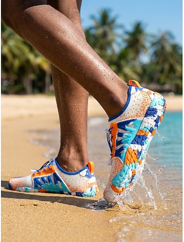  Scarpe da acqua blu da uomo - sneakers acquatiche a piedi nudi ad asciugatura rapida - scarpe da esterno traspiranti e antiscivolo per attività acquatiche, passeggiate in spiaggia, nuoto e viaggi.