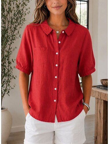  Dames Overhemd Normaal shirt Effen Kleur Vakantie Dagelijks Casual Mouwloos Lange tops Casual Dagelijks Feestdagen blauw Zwart Wit Rood Groen Zomer Lente