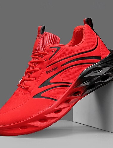  Baskets rouges pour homme, chaussures de running à lacets, légères et confortables, idéales pour la salle de sport, la ville et la marche en extérieur.