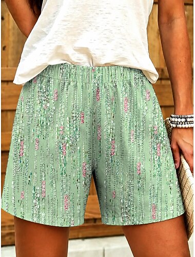  Damen Chinos Shorts Urlaub Vintage Küsten-Oma-Stil Kurz Mittlere Taille Grafik Abstrakt Geometrisch Druck Komfort Bequem Unelastisch Täglich Outdoor Straße Blau Violett Orange Grün Sommer Frühling