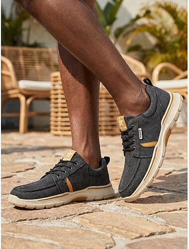  Sneakers casual da uomo grigio scuro, scarpe da passeggio leggere e comode con lacci, ideali per attività all'aperto, viaggi, uso quotidiano e vacanze rilassate.