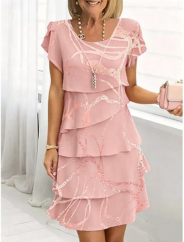  Damen Minikleid Shiftkleid Sommerkleid Urlaub Boho Täglich Date Ausgehen Normale Passform Ombre Grafik Kurzarm Rundhalsausschnitt Blau Rosa Rote Purpur Sommer Frühling
