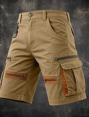  Per uomo Carico tattico Pantaloncini cargo Shorts Pantaloncini casual Tasca Elastico in vita Semplice Lunghezza al ginocchio Casuale All'aperto Abbigliamento casual alla moda Moda Streetwear Cachi