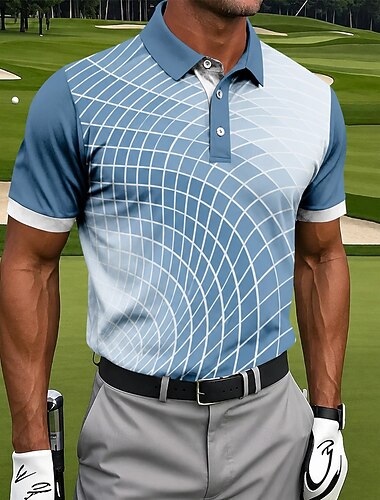  Per uomo Geometrico Golf Polo Sportivi Manica Corta Magliette polo Camicie con Colletto Casual Athleisure Stampa 3D Bottoni Tessuto retato traspirante Primavera & Estate Blu 1 Blu 3# Blu 2#