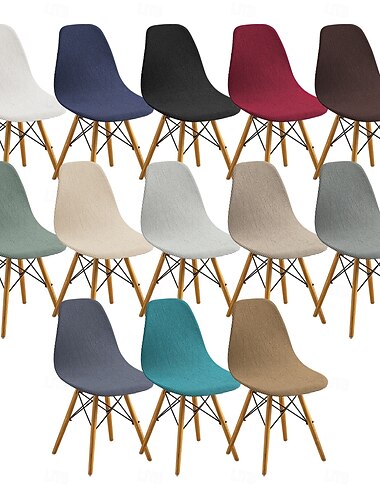  Housse de chaise extensible en polaire de maïs, housse de chaise à dossier festonné à carreaux jacquard