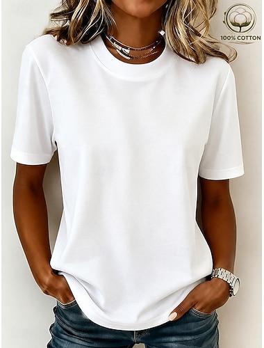  T-shirt da donna 100% cotone - maglietta a maniche corte girocollo di alta qualità