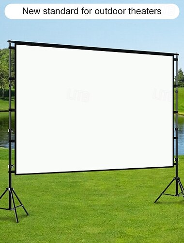  Pantalla de proyector con trípode de 100 y 120 pulgadas, formato 16:9, HD 4K, portátil, para exteriores e interiores, con bolsa de transporte, altura ajustable, sin arrugas, ideal para cine en el