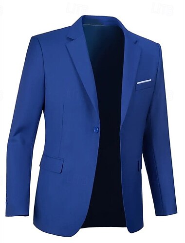  Herren Blazer Geschäft Cocktailparty Hochzeitsfeier Mode Lässig Frühling & Herbst Polyester Einfach Tasche Knöpfe Bequem Einreihig Blazer Schwarz Weiß Marineblau Königliches Blau