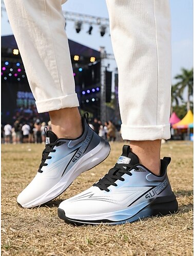 Sneakers da uomo bianche e nere per festival musicali - scarpe sportive leggere, traspiranti e ammortizzate - calzature basse e alla moda per camminare, concerti, eventi all'aperto, viaggi e abbigliamento casual
