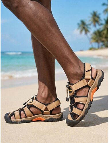  Sandali da uomo regolabili per attività all'aperto, comodi scarpe estive da passeggio per vacanze al mare, fughe su isole, passeggiate in riva al mare e abbigliamento da esterno per le vacanze.