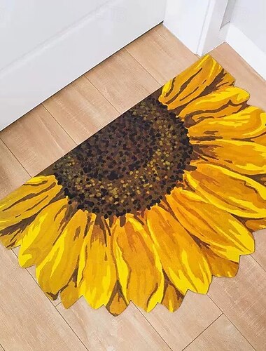  Sonnenblumen-Serie, neue Aprikose, üppig blühende, saugfähige Silikonmatte, frisches Design, weiche, rutschfeste Fußmatte für Bad und WC, schnelltrocknende Fußmatte, trocknet die Füße sofort,