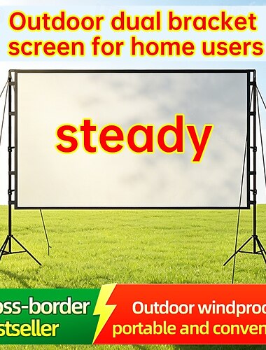  Pantalla de proyector de 100/120 pulgadas con soporte, pantalla de cine portátil HD 4K 16:9 para interiores y exteriores, pantalla de proyección plegable sin arrugas con bolsa de transporte, trípode