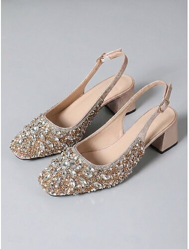  Damessandalen met hak van goudkleurig satijn - elegante schoenen met vlinderuitsparing en strass-steentjes. &Enkelbandje voor cocktailparty's en gala's. &bruiloftsgast