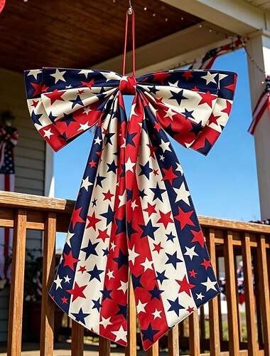  USA 250-årsjubileum rosettdekoration patriotisk hängande rosett röd vit blå 4 juli dörrkrans rosett för ytterdörr veranda staket trädgårdsdekor
