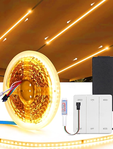  rennende vannstrøm LED-stripelys 24v 120 leds 5m 10m Marrs grønn isblå varm hvit med panelkontroller hvite LED-stripelys hesteløp veddeløp LED-tapelys for hjemmet og soverommet