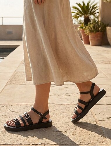  Sandali gladiatore da donna marroni - comodi sandali bassi boho con cinturini multipli e fibbie regolabili, ideali per vacanze al resort e fughe tropicali. &passeggiate estive