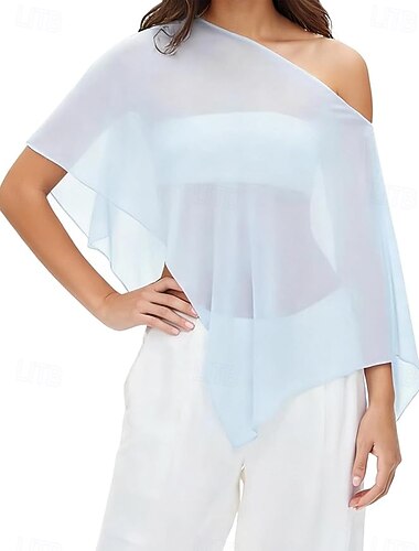  Damesomslag Bolero Moeder Wraps Bruids Wraps Wraps voor bruiloftsgasten Elegant Dames Formele Stijl Mouwloos Chiffon Bruiloftsomslagen Met Pure Kleur Voor Dagelijks Lente zomer