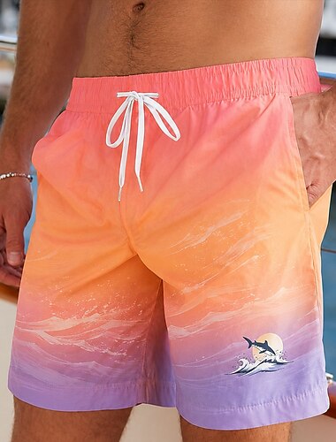  Miesten Delfiini Meren aallot Uimahousut Uimapuvut Uimahousut Surffishortsit Keskivyötärö Havaijilainen Päivittäin Rantaloma Sivutaskut Verkkovuori Joustava kiristysnyöri vyötäröllä Suunnittelija