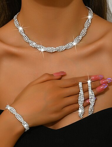  Parure de bijoux 3 Chrome Collier Femmes Élégant Mode Rond Parure de Bijoux Pour Soirée