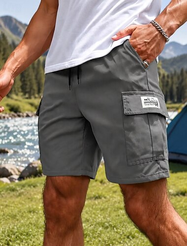  Homens Shorts ao ar livre Bermuda Cargo Shorts de caminhada Calções Cambat Verão Primavera Outono Ao ar livre Normal Prova-de-Água Secagem Rápida Leve Respirável Calção Com Cordão Bolsos Cinzento