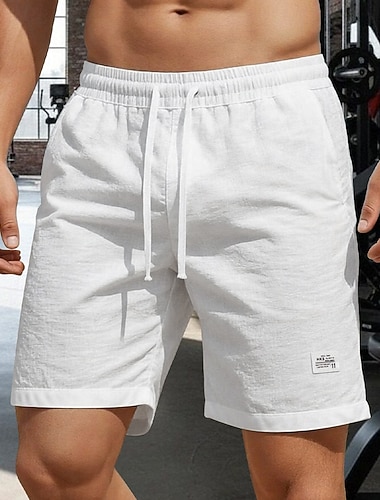  Per uomo Shorts Shorts di Lino Pantaloncini Estivi Shorts da Spiaggia Coulisse Elastico in vita Semplice Comodità Traspirante Lunghezza al ginocchio Quotidiano All'aperto Ferie Vacanza Moda Bianco