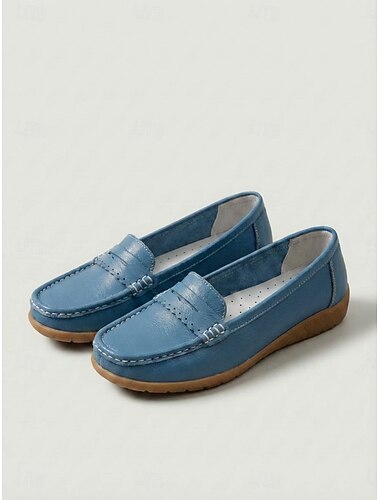  Klassieke gele mocassin loafers voor dames - zachte, antimicrobiële leren instappers met antislipzool, lichtgewicht en comfortabele wandelschoenen voor werk, reizen, autorijden en dagelijks gebruik.