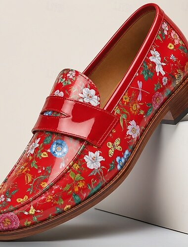  Per uomo Moda Affari Festa & Sera Vernice Confortevole Antiscivolo Traspirante Slip-on Rosso Estate Primavera