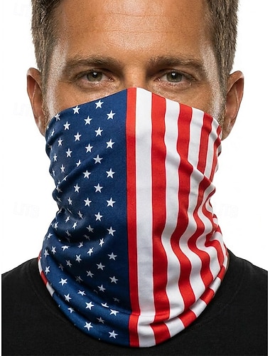  nekwarmer met Amerikaanse vlag voor heren - ademend polyester gezichtsmasker &Hoofddeksels voor de Amerikaanse 250e verjaardag, Onafhankelijkheidsdag en buitenfietsen &wandelen, patriottische geest,