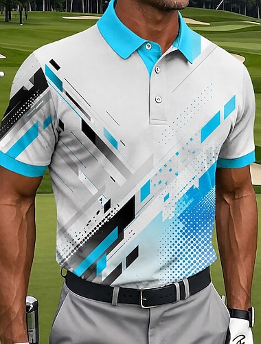  Pánské Geometrické tvary Golf Sportovní polokošile Krátký rukáv Polo tričko Košile s límečkem Na běžné nošení Oblečení na atletiku Denní nošení 3D tisk Knoflíky Jaro léto Vodní modrá Fialová Oranžová