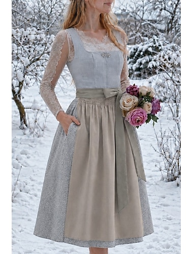  Oktoberfest Jurken Dirndl Trachtenkleider hulp in de huishouding Bavarian Duits Weiden Dames Carnaval Bierfestival Doek in traditionele stijl Kleding Schort Zonder blouse