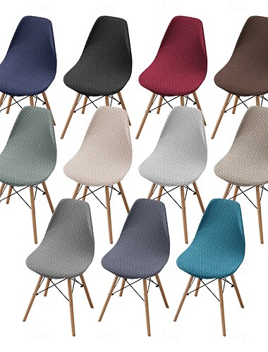  Housse de chaise extensible en sergé, housse de chaise à dossier festonné élastique pour salle à manger