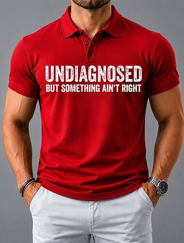  Polo shirts voor heren met grappige print, korte mouwen, ongediagnosticeerd maar er klopt iets niet, lifestyle humor polo shirts
