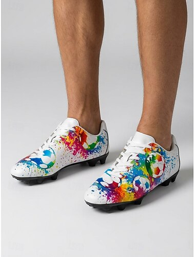  Casual sneakers voor heren met voetbalthema uit 2026 - kleurrijke veterschoenen met graffiti-print, faneditie schoenen voor evenementen voor fans. &buitenactiviteiten