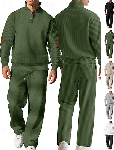  Hombre Tracksuit Vestimenta para correr Trajes de entrenamiento Correa con bolsillo Color sólido Conjunto de ropa deportiva Otoño Negro Blanco Al Aire Libre Viaje Deportes Resistente al Viento