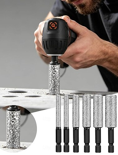  2-in-1 zeskantige boor voor droogboren en solderen, 7 diamantkernboren, diamantgatenzaagset van 6/8/10/12 mm, multifunctionele boor voor het boren in tegels en metaal.