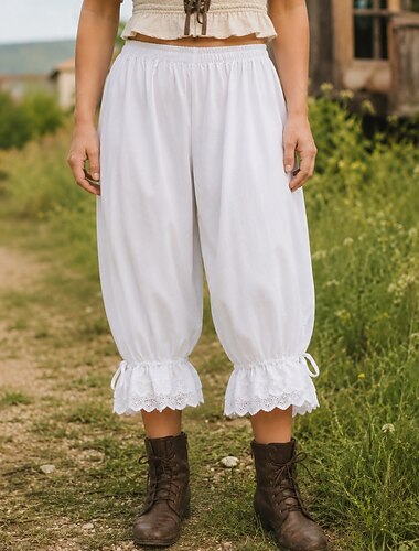  Vittoriano Medievale Rinascimento Pantaloni Costume da cameriera Contadina Pizzo Costume Per donna Halloween Carnevale Feste Performance Fiera Rinascimentale Adulti Pantaloni Primavera & Estate