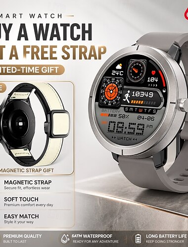  Reloj inteligente 696 para hombre y mujer, resistente al agua hasta 5 atm, monitor de actividad física con monitor de frecuencia cardíaca y contador de pasos, batería de larga duración, reloj