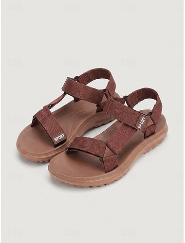  brune sportsandaler til dame - justerbare sandaler med stropper, komfortable sklisikre sko for sommerens daglige bruk, turgåing, reiser &utendørsaktiviteter