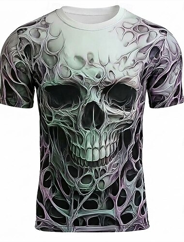  Pánské Lebky Kost Tričko Krátký rukáv tričko 3D tisk Tričkový Košile gotický ulice Temná strana Bílá 1 Černá Bílá Celý rok Oblečení S M L XL XXL XXXL