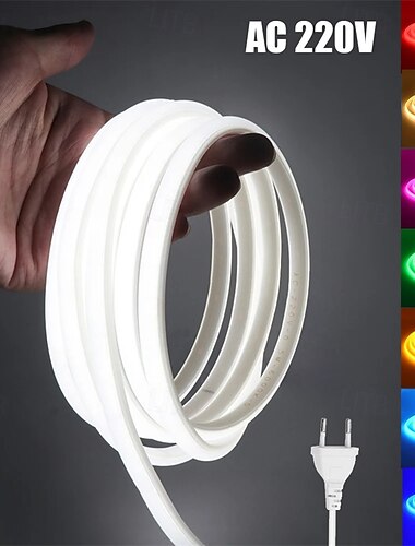  Fita de LED neon COB dimerizável 220V para uso externo, à prova d'água, super brilhante, 280 LEDs/m, flexível, para decoração de jardim, casa e bar.
