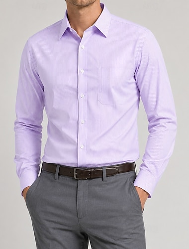  Per uomo Camicia Camicia elegante Camicia Oxford Camicia con Bottoni Blocco di colori Quotidiano Affari Blu Rosa chiaro Bianco Blu marino Manica Lunga Collo ripiegato Primavera Tutte le stagioni