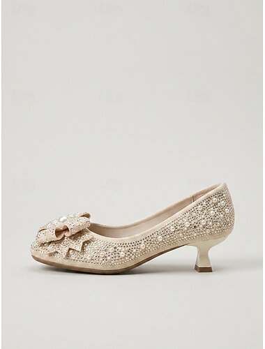  damesparel &Pumps met kittenhakjes en strasssteentjes - elegante, versierde lage hakken voor cocktailparty's