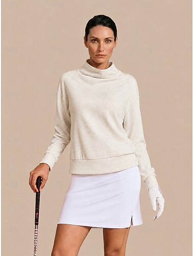  Damen-Pullover-Sweatshirt, elfenbeinfarben, langärmelig, Herbst-Damenbekleidung, Outfits, Kleidung