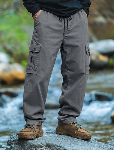  Per uomo Pantaloni Cargo Pantaloni casual Coulisse Elastico in vita Multi-tasche Semplice Comodità Morbido Lunghezza intera Quotidiano All'aperto Ferie Moda Streetwear Cachi Nero Micro-elastico