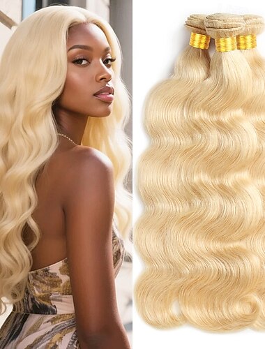  613# Echthaar, blond, 3 Bündel, Body Wave, 18 20 20 Zoll